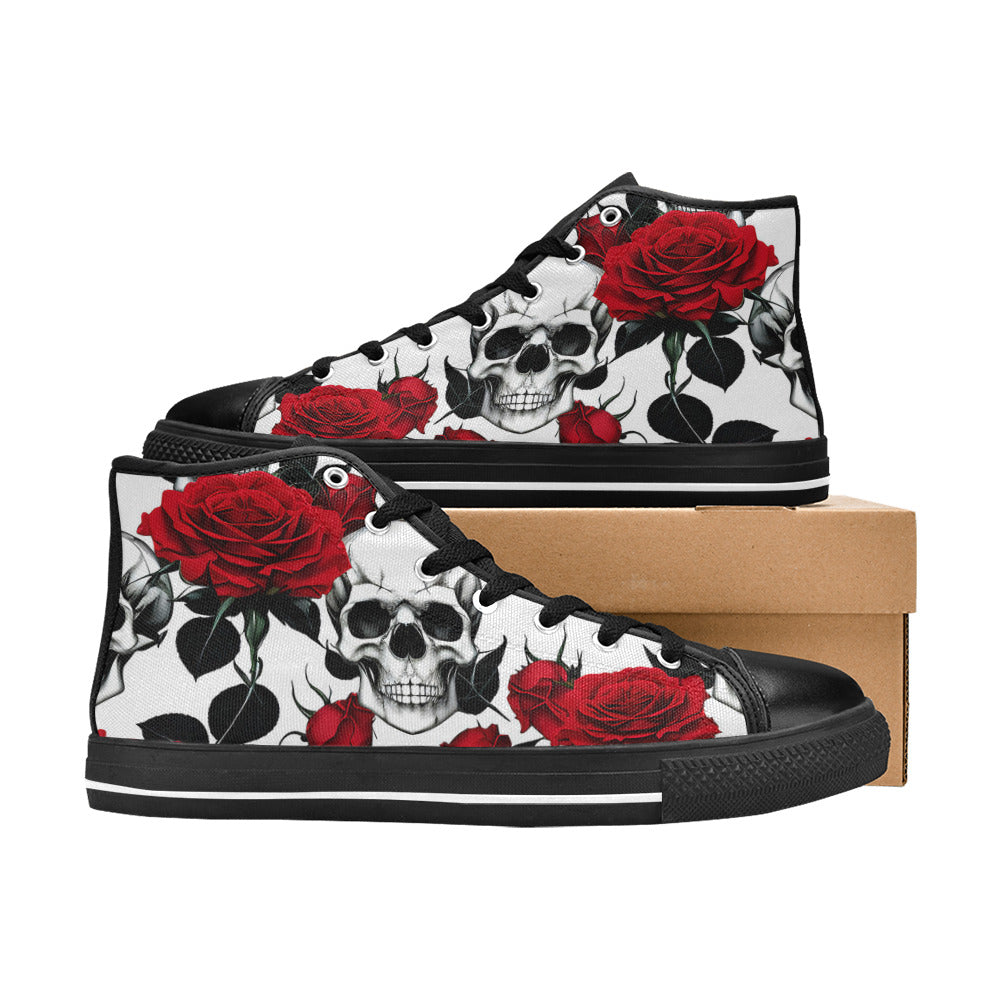 MEN'S Skulls Roses Deluxe 8 High Top Canvas Neon Fantasy Sneakers