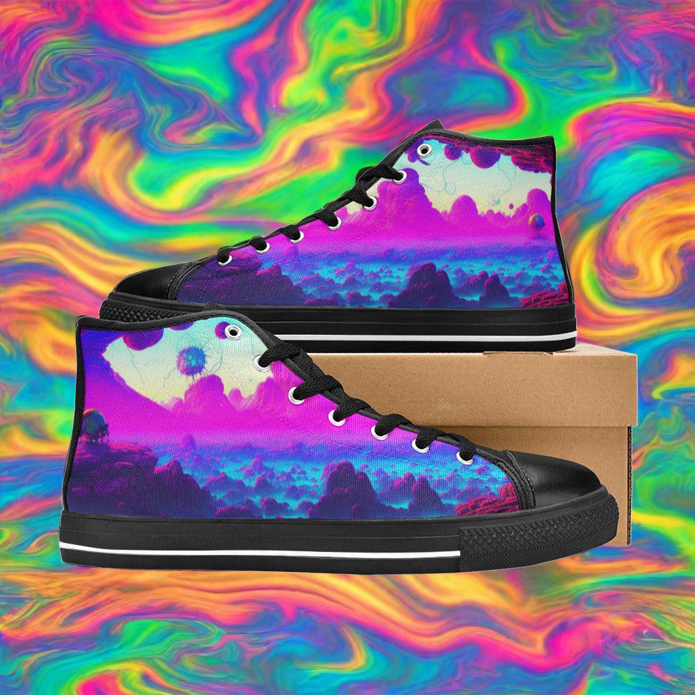 Aurora Borealis Pink Cream Vivid Bold Art - Freaky Shoes