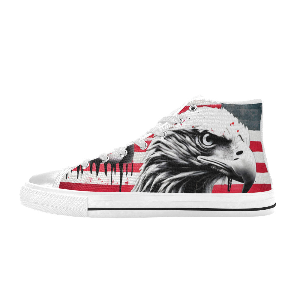 WOMEN'S Patrotic Eagle Art High Top Canvas Vibrant Chaos Custom Shoes