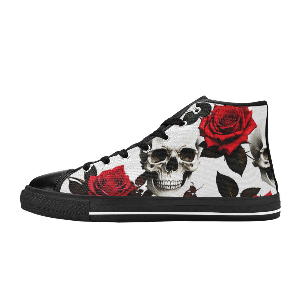 MEN'S Skulls Roses Deluxe 4 High Top Canvas Y2K Custom Shoes