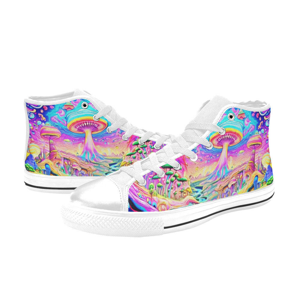 WOMEN'S Trippy World Art 5 High Top Canvas Dark Academia Shoes