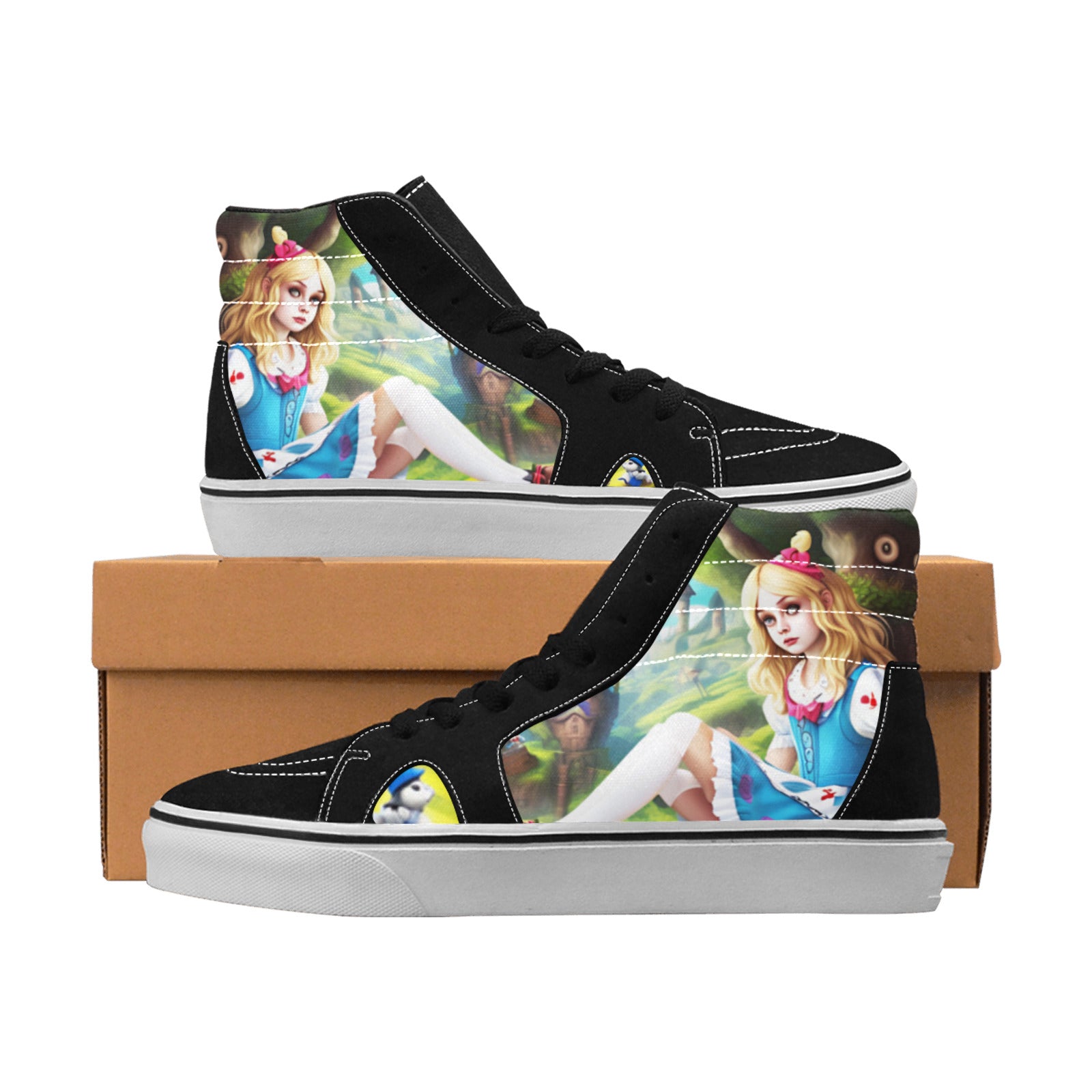 WOMEN'S Acid Creepy Wonderland Psychedelic High Top Skateboarding Dreamcore Shoes