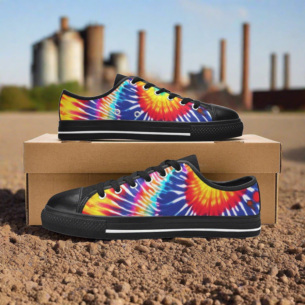 Butterfly Rainbow Crimson Black Custom MEN Bold Art - Freaky Shoes | Custom Art Sneakers