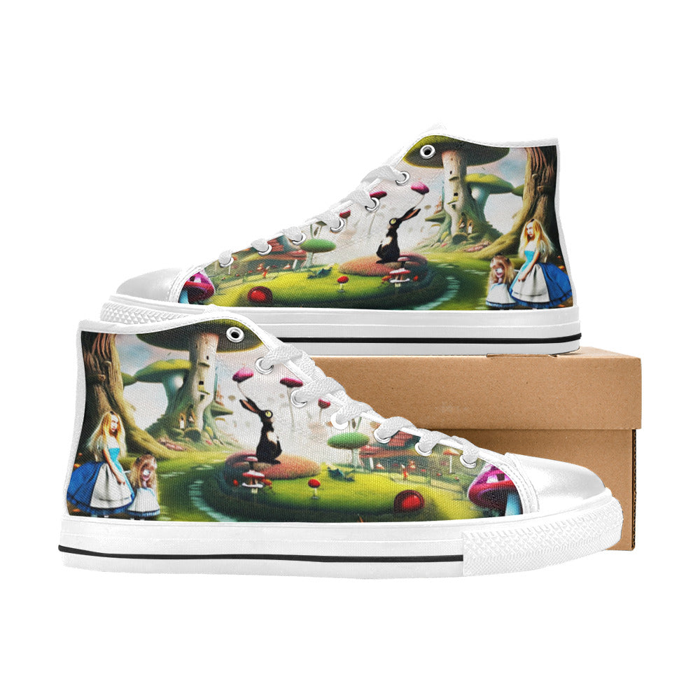 MEN'S Freaky World Wonderland Distorted High Top Canvas Grunge Sneakers