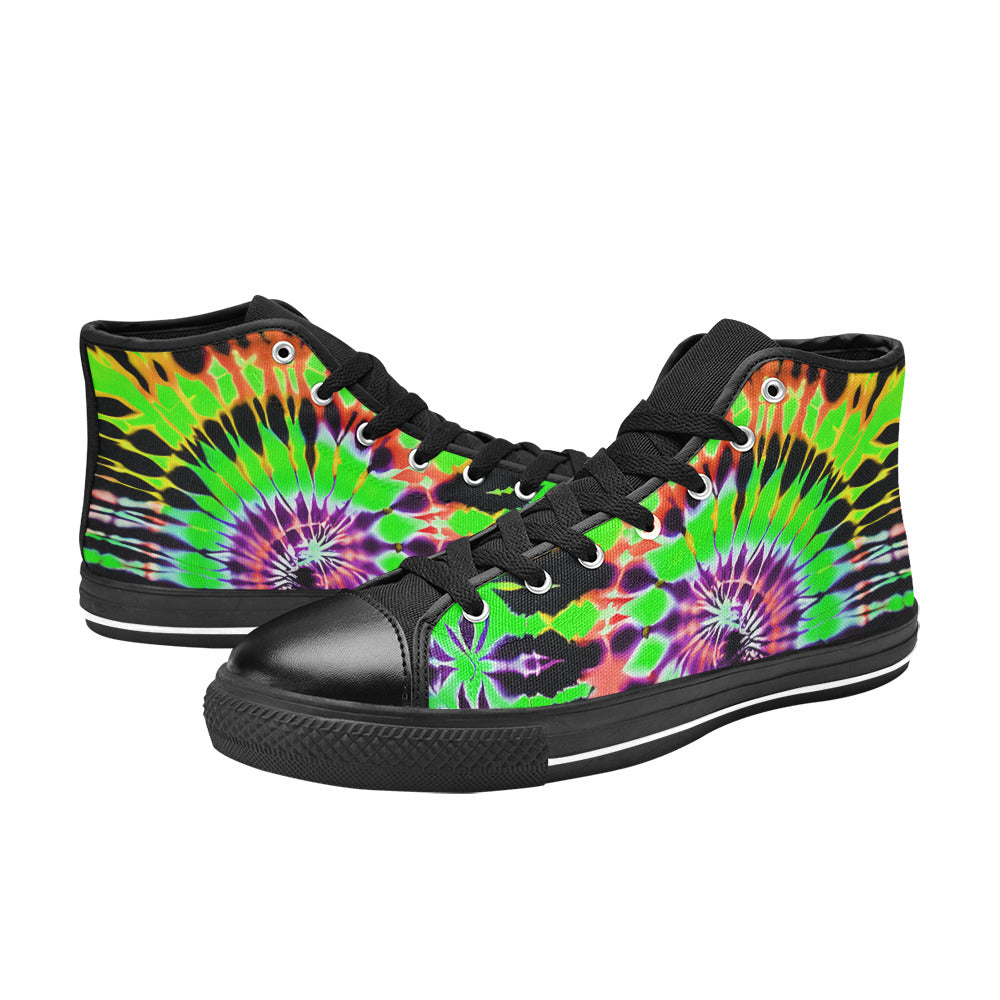 WOMEN'S Cc Tie Dye Art High Top Canvas Aesthetic Sneakers