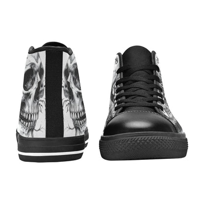Dark Gothic Rose Art Skull Men's High Top Canvas Shoes | Freaky Shoes®