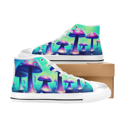 WOMEN'S Colorful Mushrooms Art Vibe High Top Canvas Surreal Custom Shoes