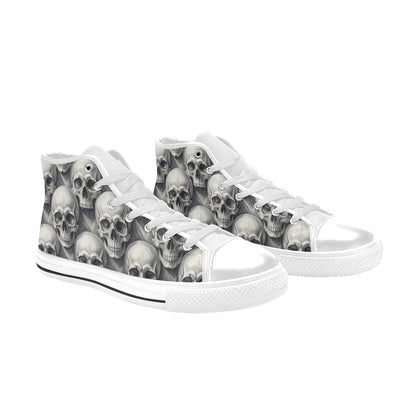Grey Skull Crown Women's Gothic Dark Art High Top Canvas Shoes | Freaky Shoes®