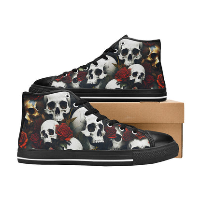 WOMEN'S Rose Skulls Dark 6 High Top Canvas Dreamcore Custom Sneakers
