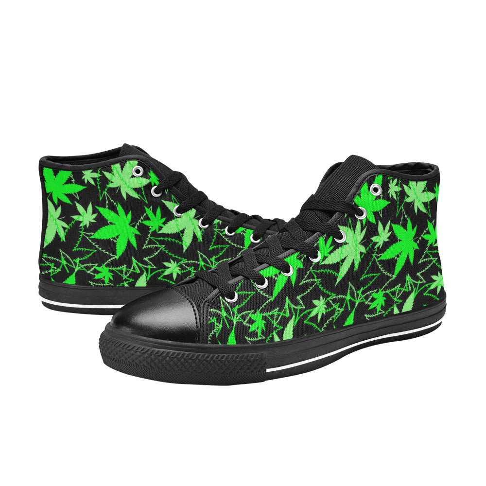 WOMEN'S Cc Weed 420 Art High Top Canvas Vibrant Chaos Custom Shoes