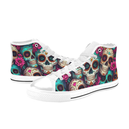 MEN'S Sugar Skull Gold Ornate High Top Canvas Dark Academia Sneakers