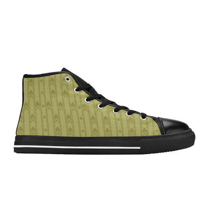 Liminal Horror High-Tops | Yellow Wallpaper Sneakers Kids' High Top Canvas Shoes-4 Sides (Model 017)