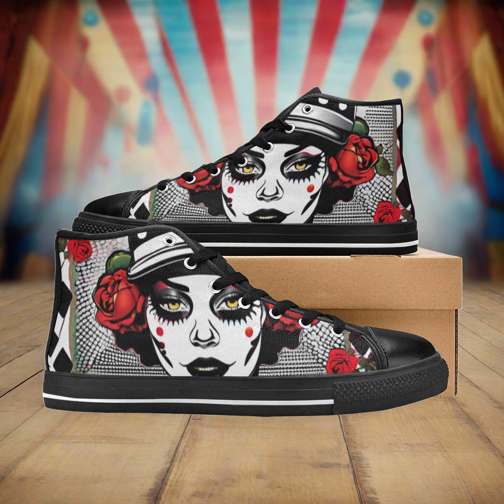 Wolf Red Gold Vivid WOMEN Bold Art - Freaky Shoes | Custom Art Sneakers