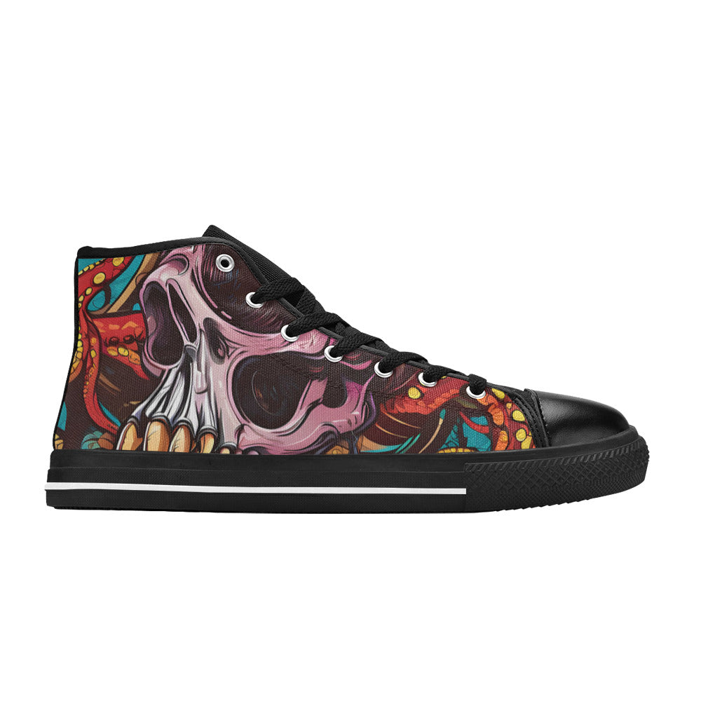 MEN'S Tentacles Skull Men’S High Top Canvas Grunge Custom Sneakers