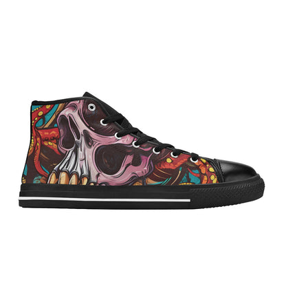 MEN'S Tentacles Skull Men’S High Top Canvas Grunge Custom Sneakers