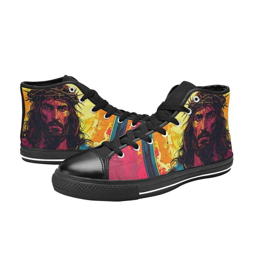 MEN'S Jesus_Ht_12 Men’S High Top Canvas Neon Fantasy Sneakers
