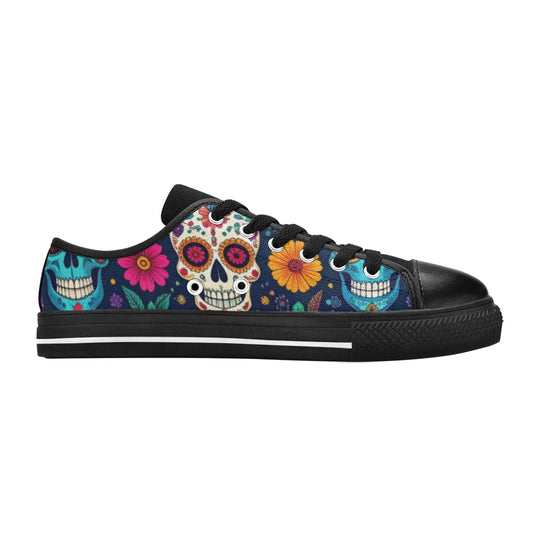 KIDS' Rainbow Sugar Skull Weave Low Top Canvas Dreamcore Sneakers