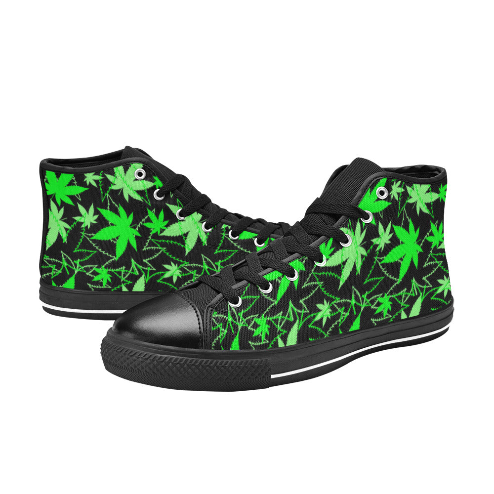 MEN'S Cc Weed 420 Art High Top Canvas Neon Fantasy Shoes