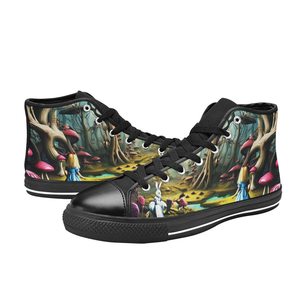 WOMEN'S Creepy Wonderland Model Art High Top Canvas Y2K Custom Shoes