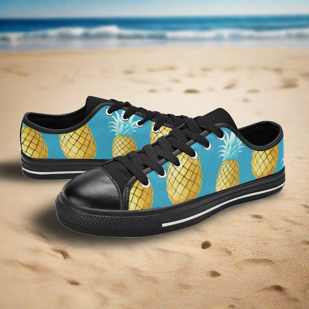 Cherry Blossom Blue Gold Custom MEN Bold Art - Freaky Shoes | Custom Art Sneakers