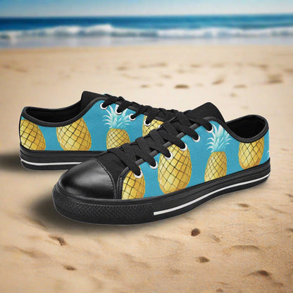 Cherry Blossom Blue Gold Custom MEN Bold Art - Freaky Shoes | Custom Art Sneakers