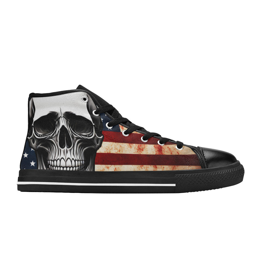 MEN'S Patriotic Skull Flag Men’S High Top Canvas Aesthetic Custom Sneakers