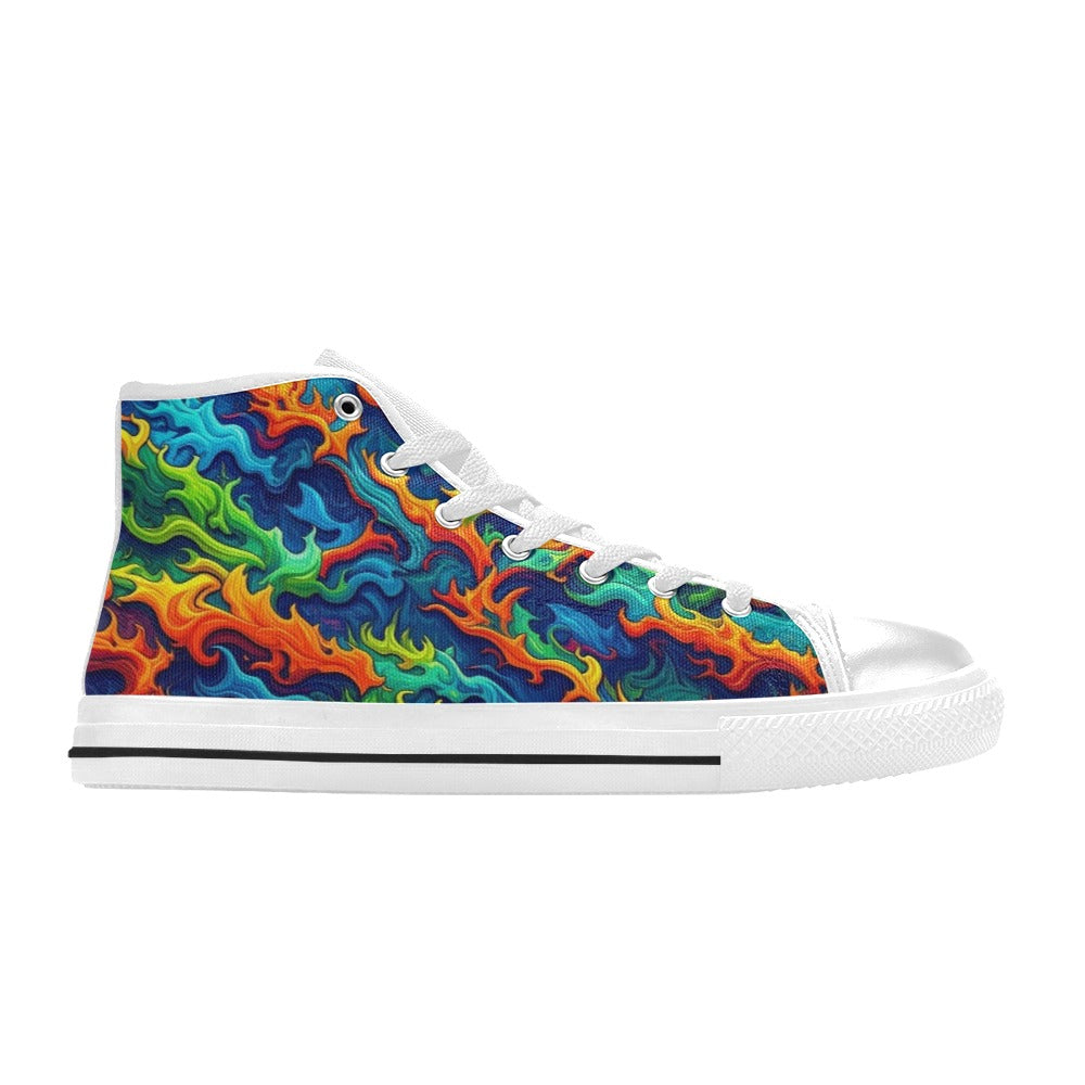 MEN'S Psychedelic Camo Rhythm High Top Canvas Cottagecore Custom Shoes