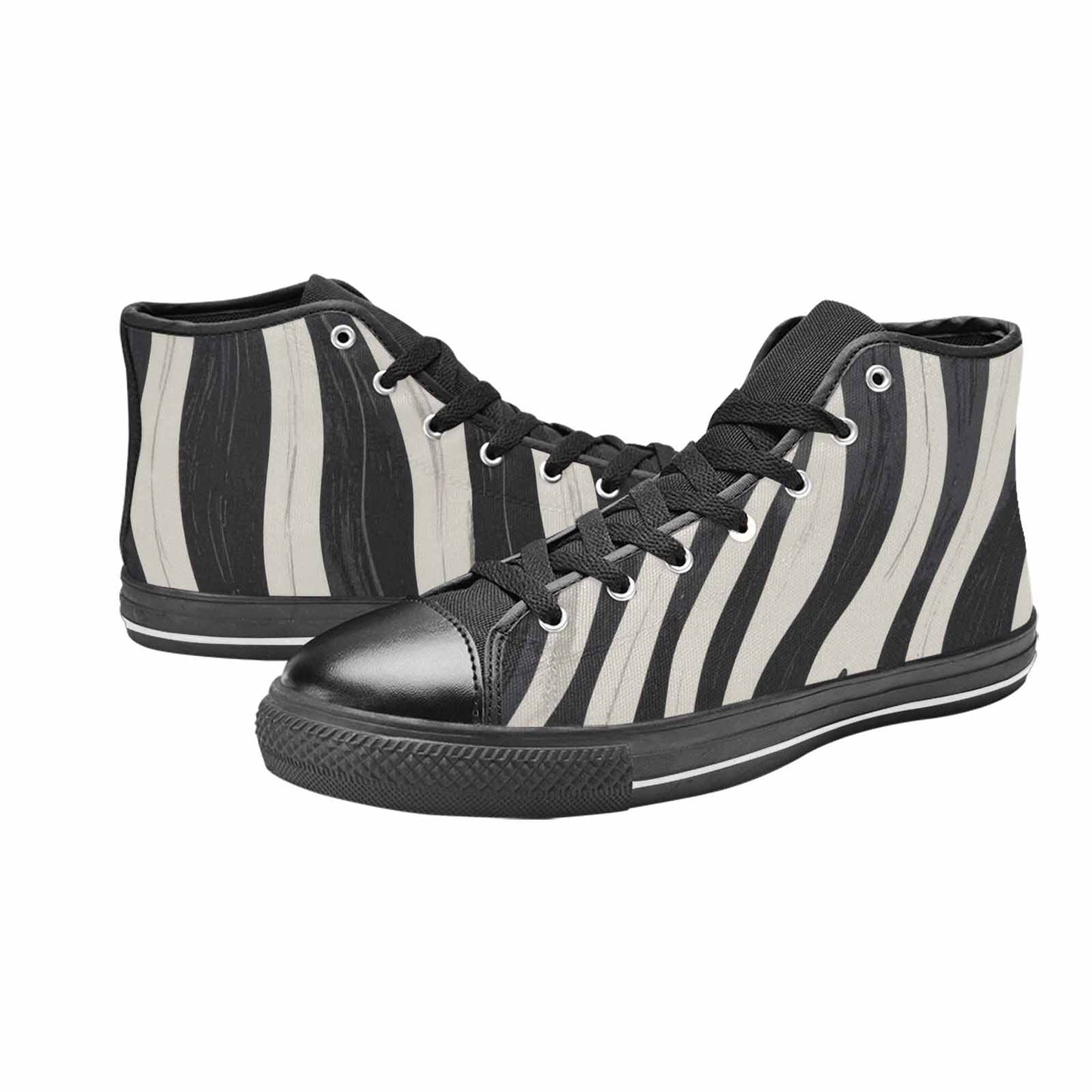 MEN'S Modern Zebra Stripe High Top Canvas Grunge Sneakers
