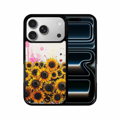 iPhone 17 Pro Case — Sunflower Burst Black Pink Ink Floral, Custom Art Phone Cover