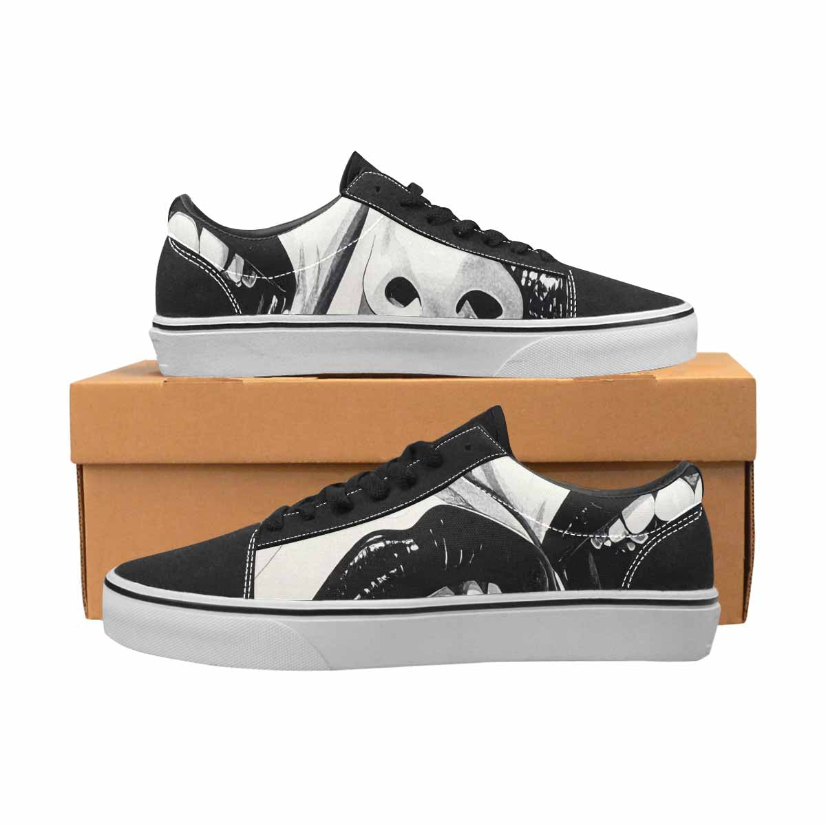 WOMEN'S Googly Cartoon Mouths Canvas Lace-Up Dreamcore Sneakers