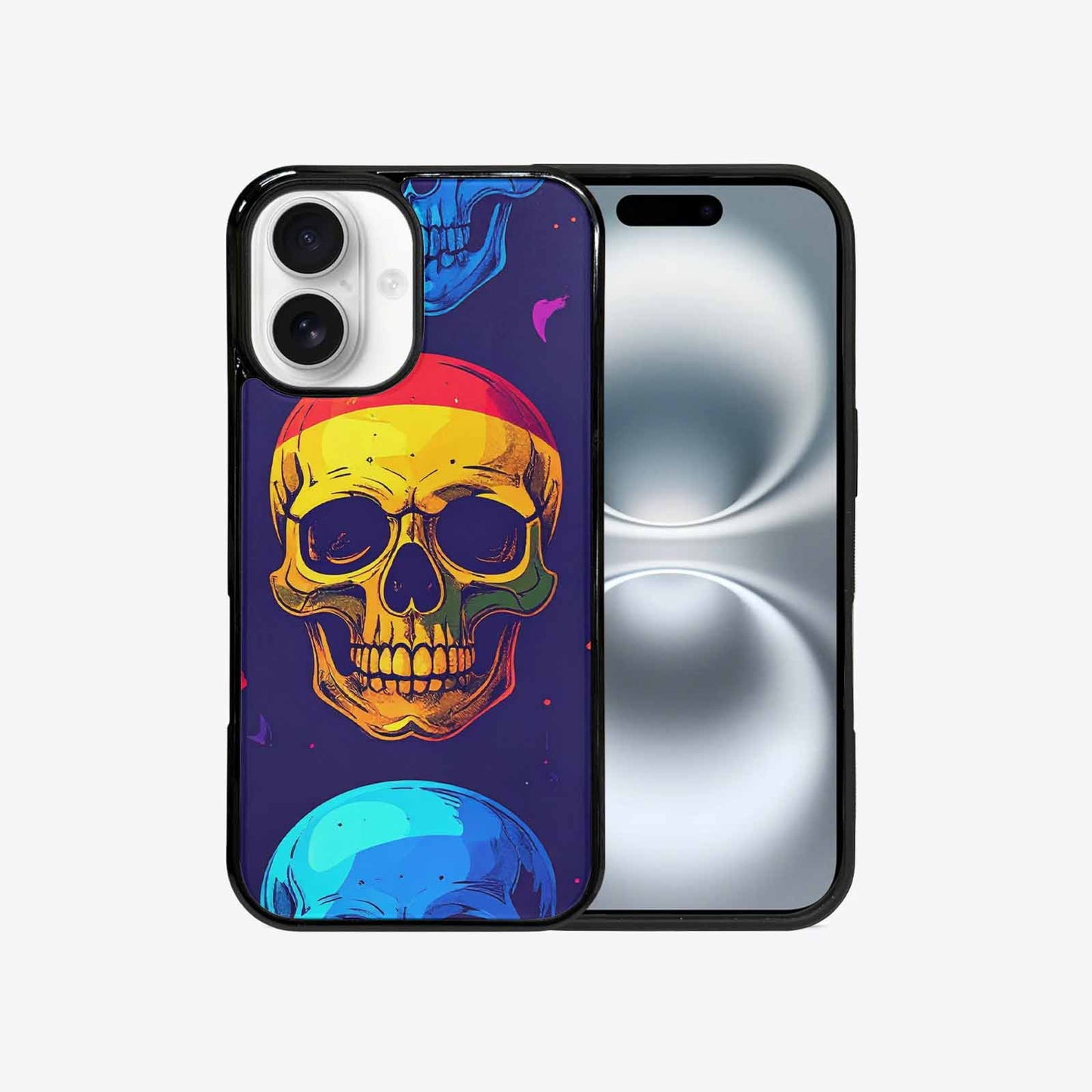 iPhone 16 Case — Pride Flag Skulls Seamless Pattern Vibrant, Custom Phone Case