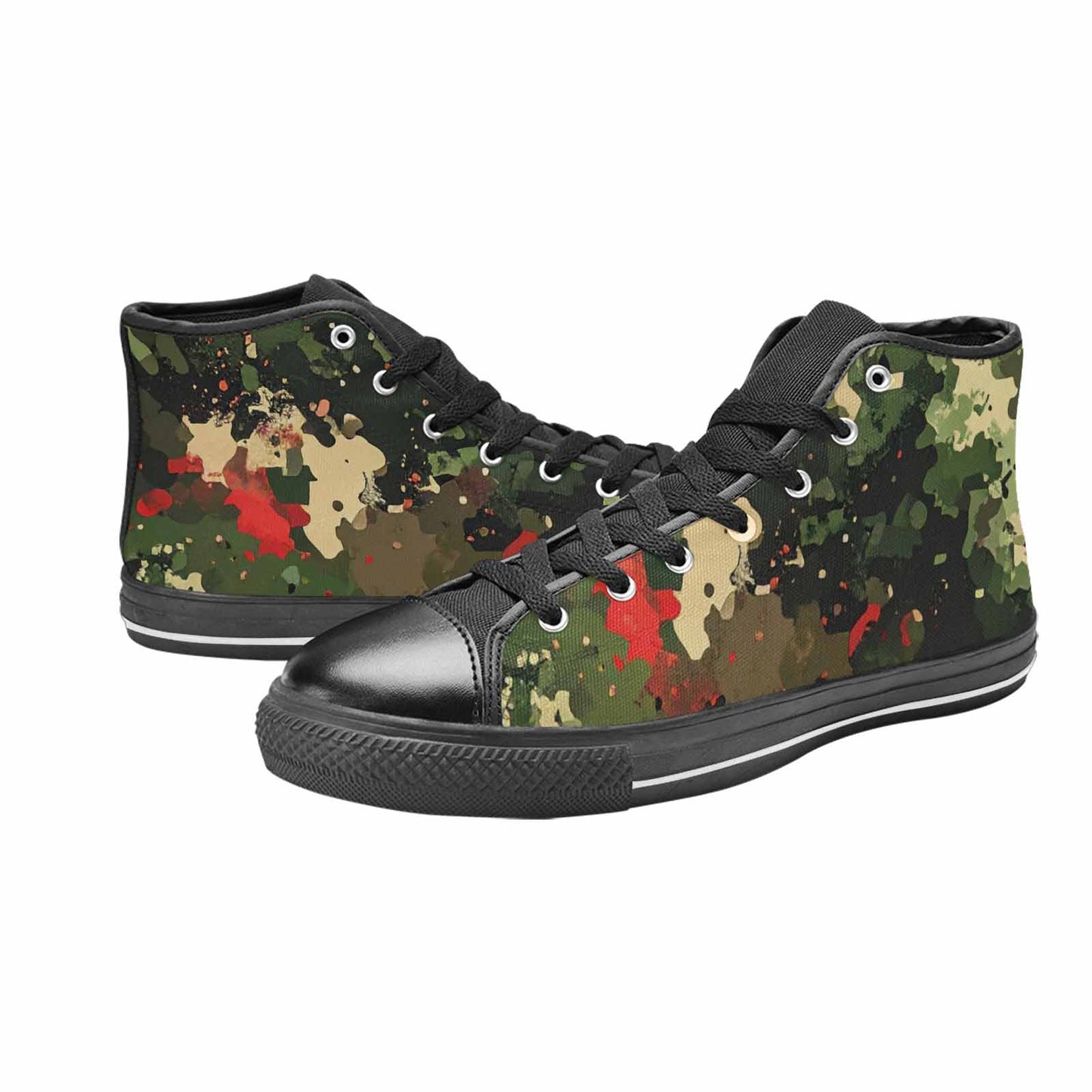 WOMEN'S Military Camouflage Blotch High Top Canvas Vibrant Chaos Shoes