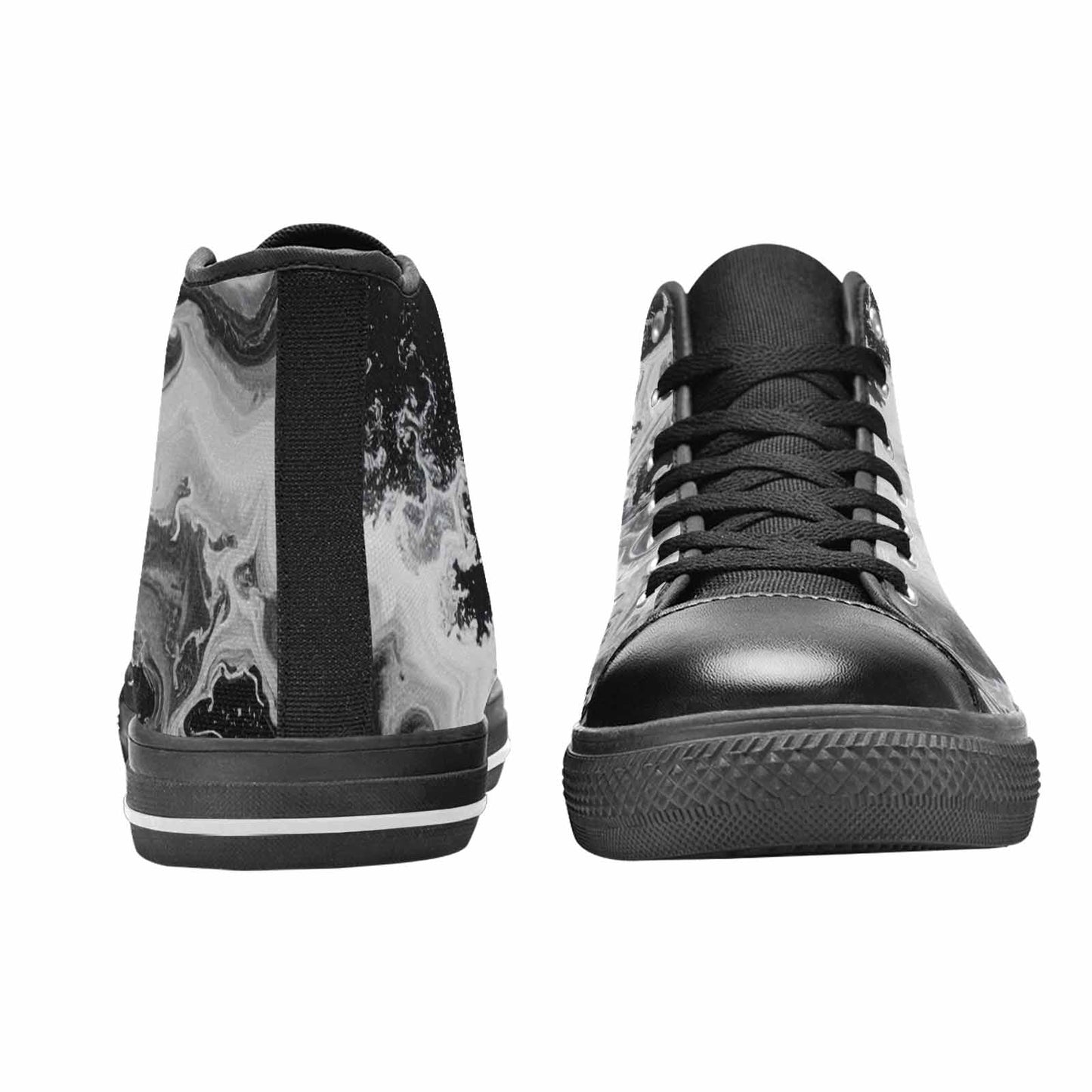 WOMEN'S Tie Dye Acid Wash Black White High Top Canvas Dreamcore Custom Sneakers