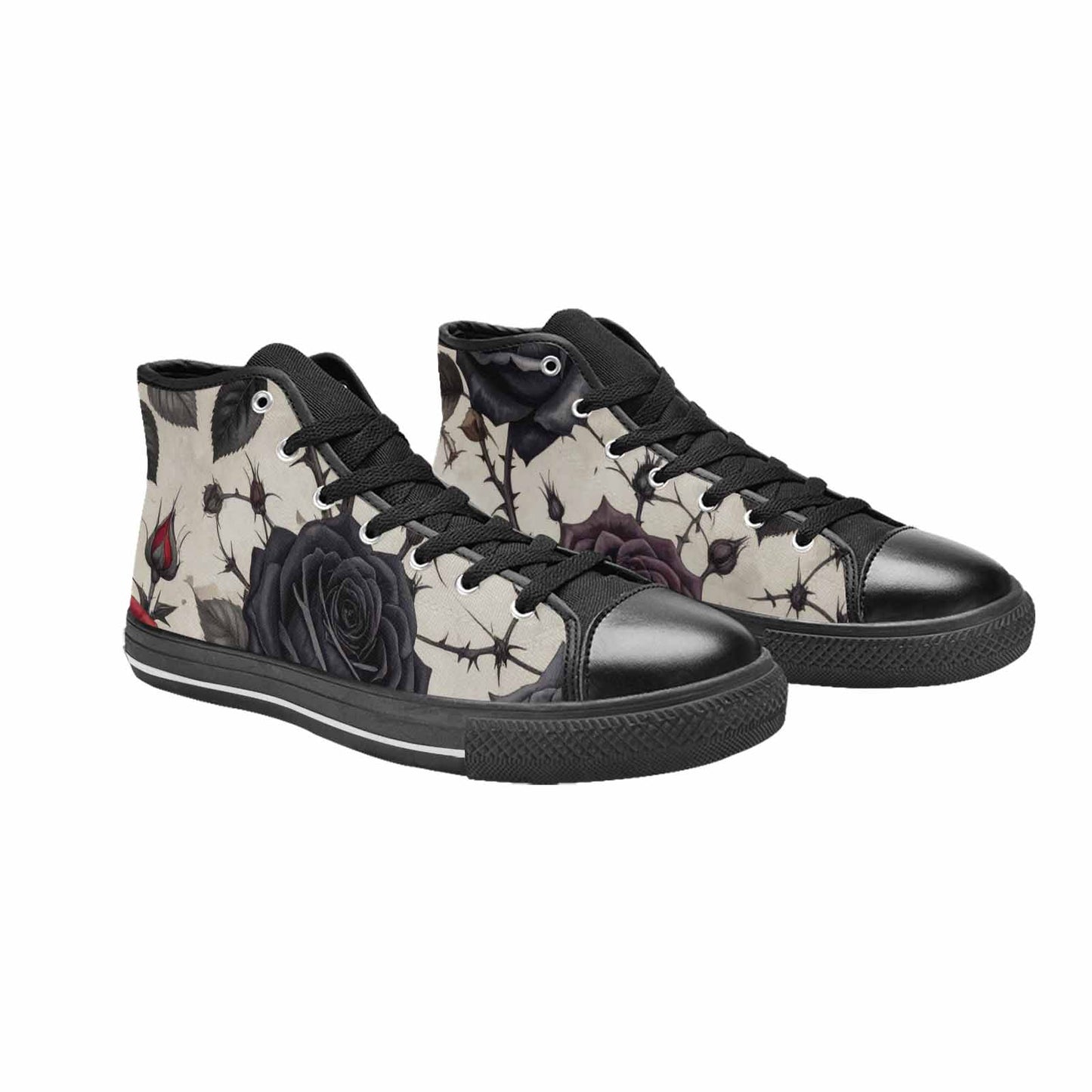 MEN'S Black Gothic Rose High Top Canvas Y2K Shoes
