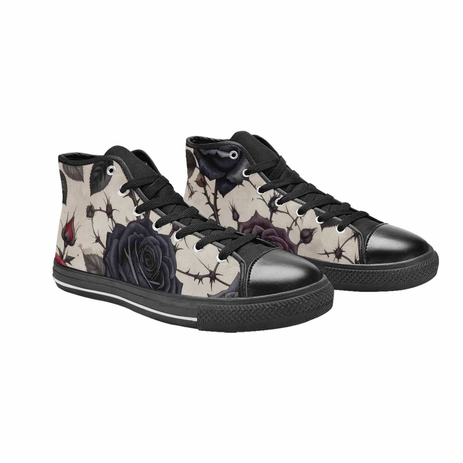 MEN'S Black Gothic Rose High Top Canvas Y2K Shoes