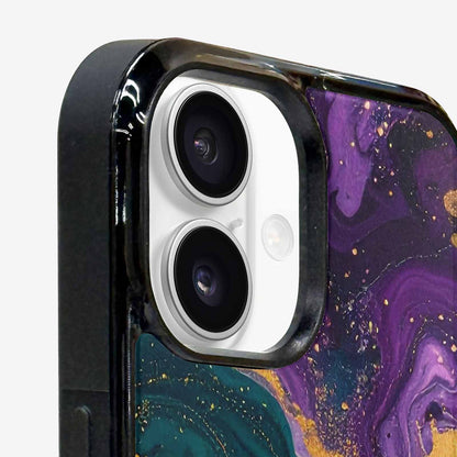 iPhone 16 Case — Marbled Swirl Texture Blended With Galaxy, Original Design Phone Case