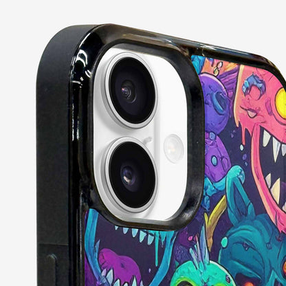 iPhone 16 Case — Mixed Toxic Glow Creature Pattern Hundreds, Unique Phone Case Design