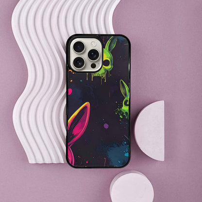iPhone 16 Pro Max Case — Radioactive Ghost Bunny Skull Sm, Custom Designed Case Cover
