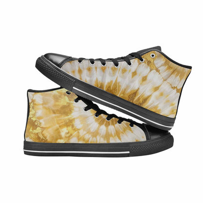MEN'S Tie Dye Metallic Gold White High Top Canvas Y2K Shoes