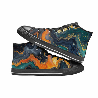 WOMEN'S Marble Dark High Top Canvas Vivid Custom Sneakers
