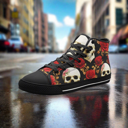 Cherry Blossom Teal Gold Vivid Bold Art - Freaky Shoes | Custom Art Sneakers