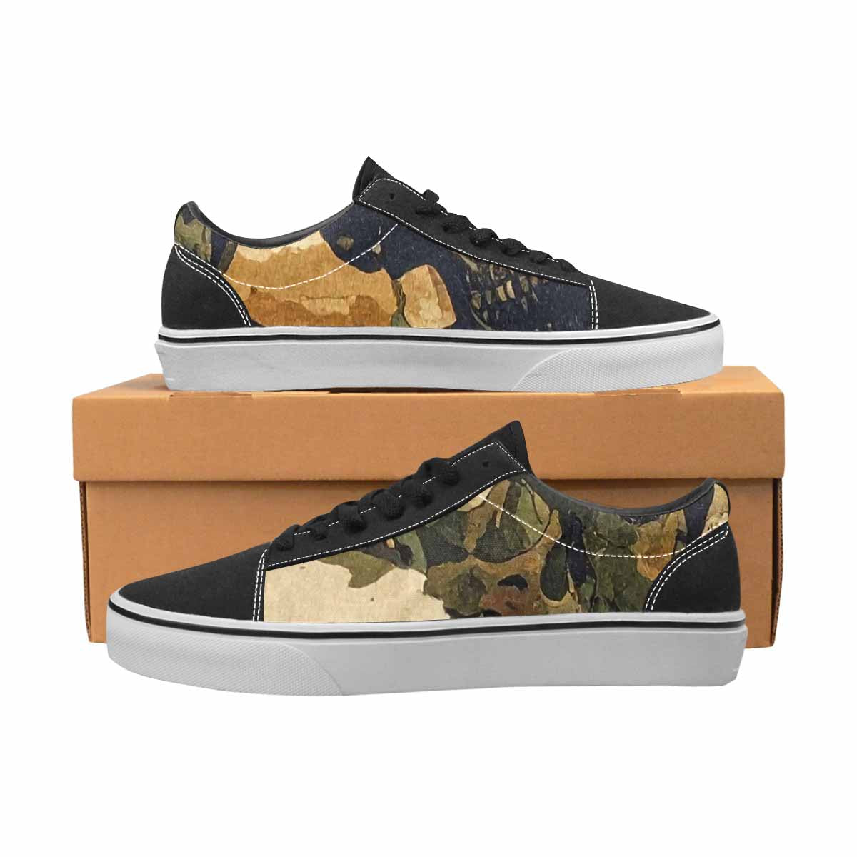 WOMEN'S Military Camo Skull Canvas Lace-Up Dark Academia Custom Sneakers