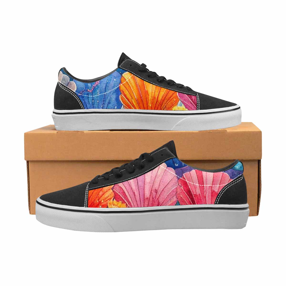 MEN'S Fish Scale Coral Canvas Lace-Up Surreal Custom Sneakers