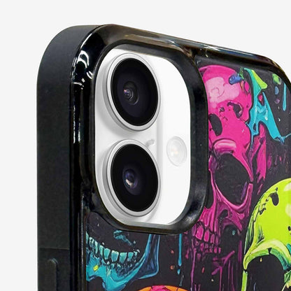 iPhone 16 Case — Vibrant Camo 1000\'s Of Skeletons Neon, Custom Made Phone Cover