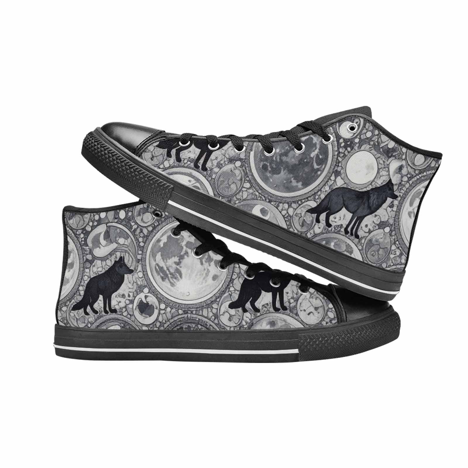MEN'S Wolves Everywhere Collage High Top Canvas Cottagecore Sneakers