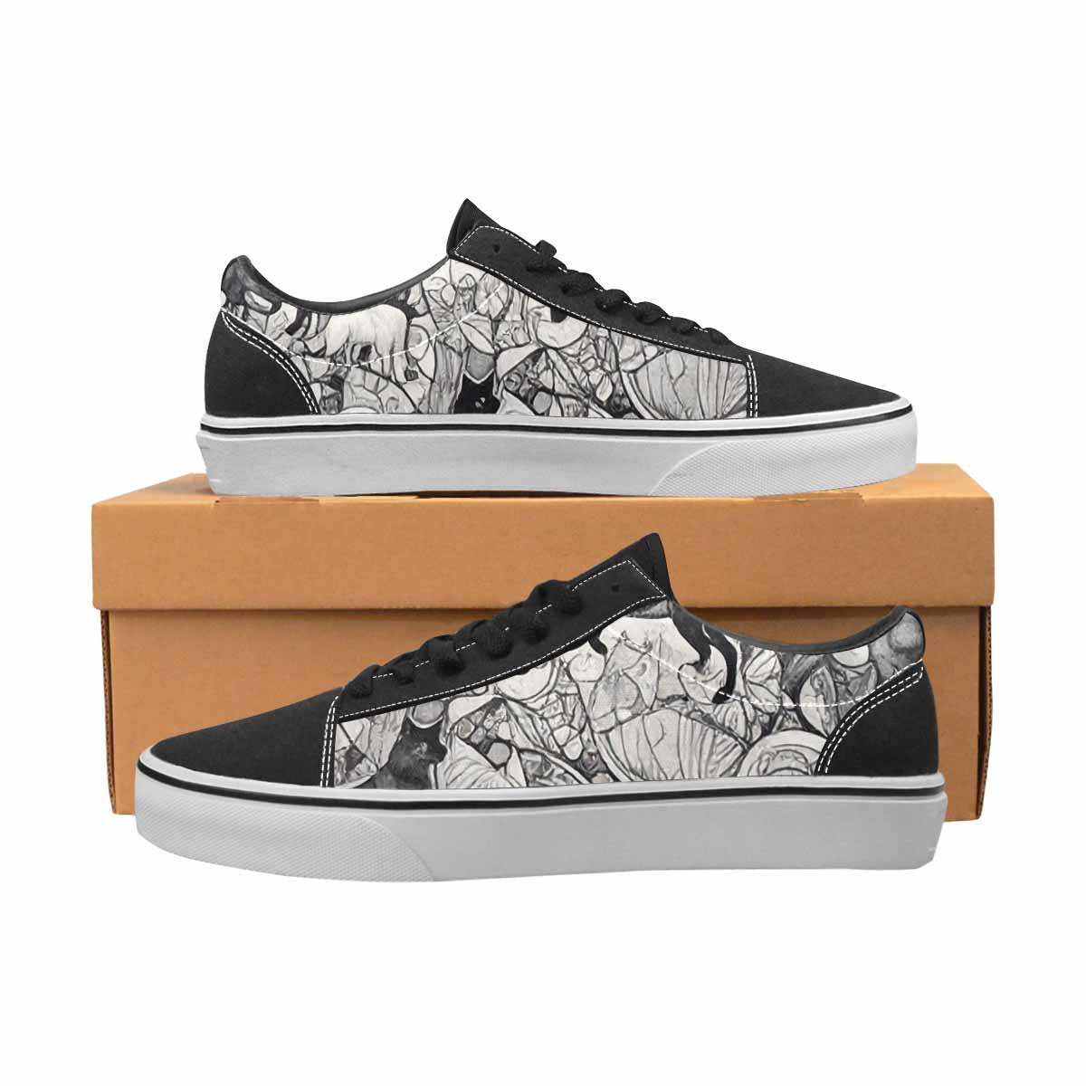 WOMEN'S Wolves Everywhere Collage Canvas Lace-Up Dark Academia Custom Shoes