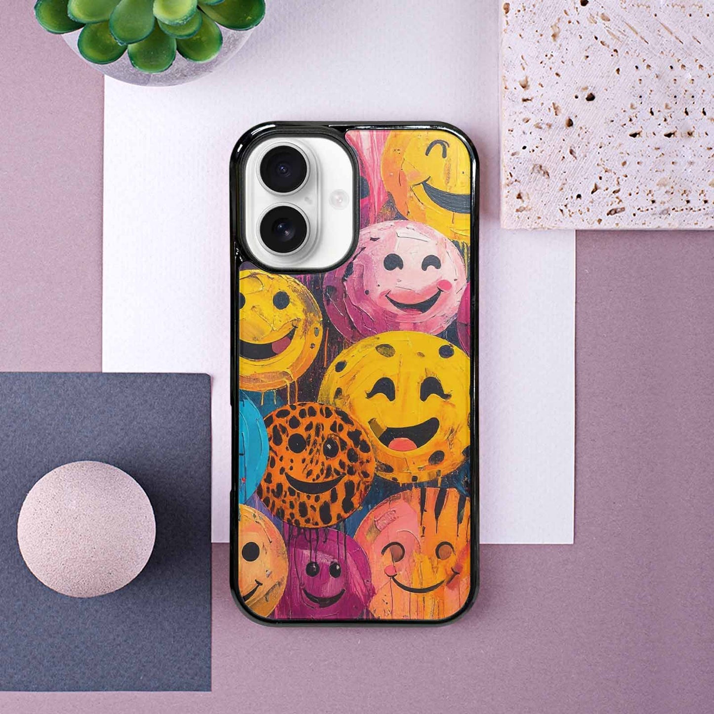iPhone 16 Case — Smiley Faces Animal Printsmile, Unique Phone Case Design