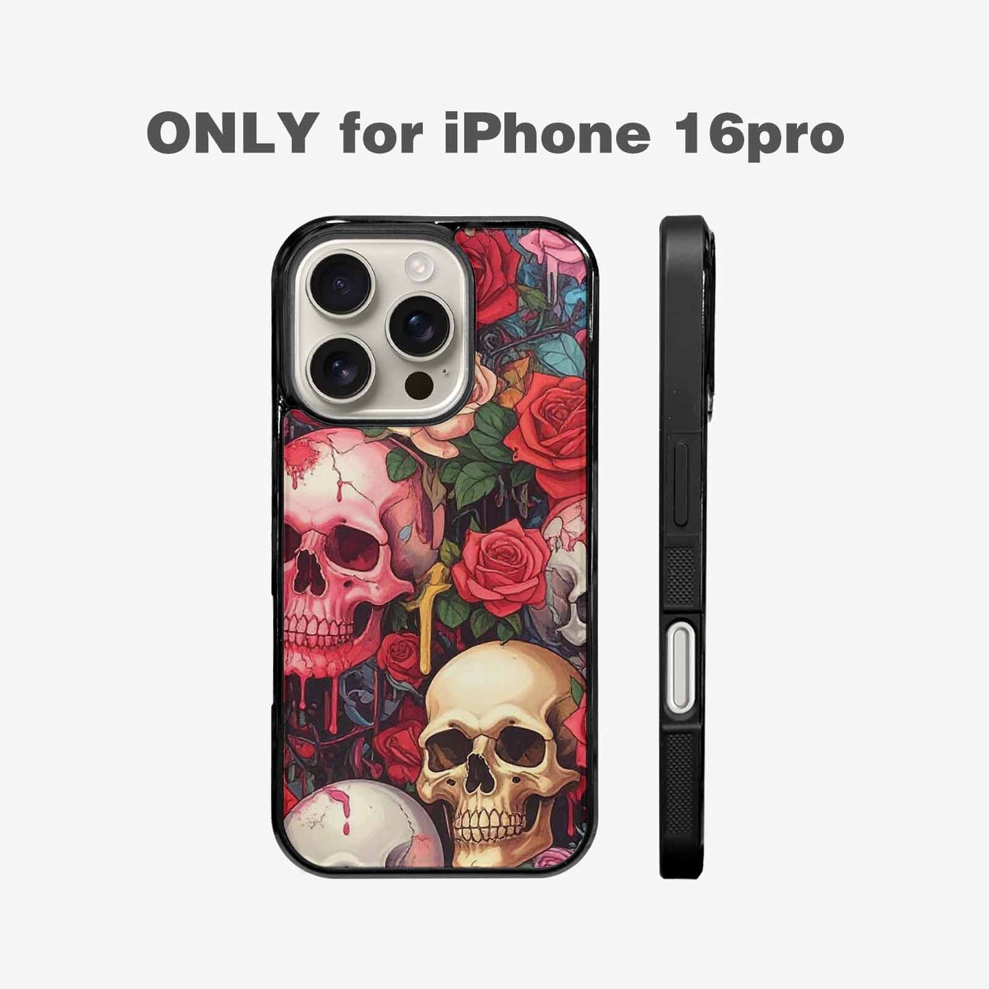 iPhone 16 Pro Case — Skulls And Roses Skulls And Roses, Custom Printed Phone Case