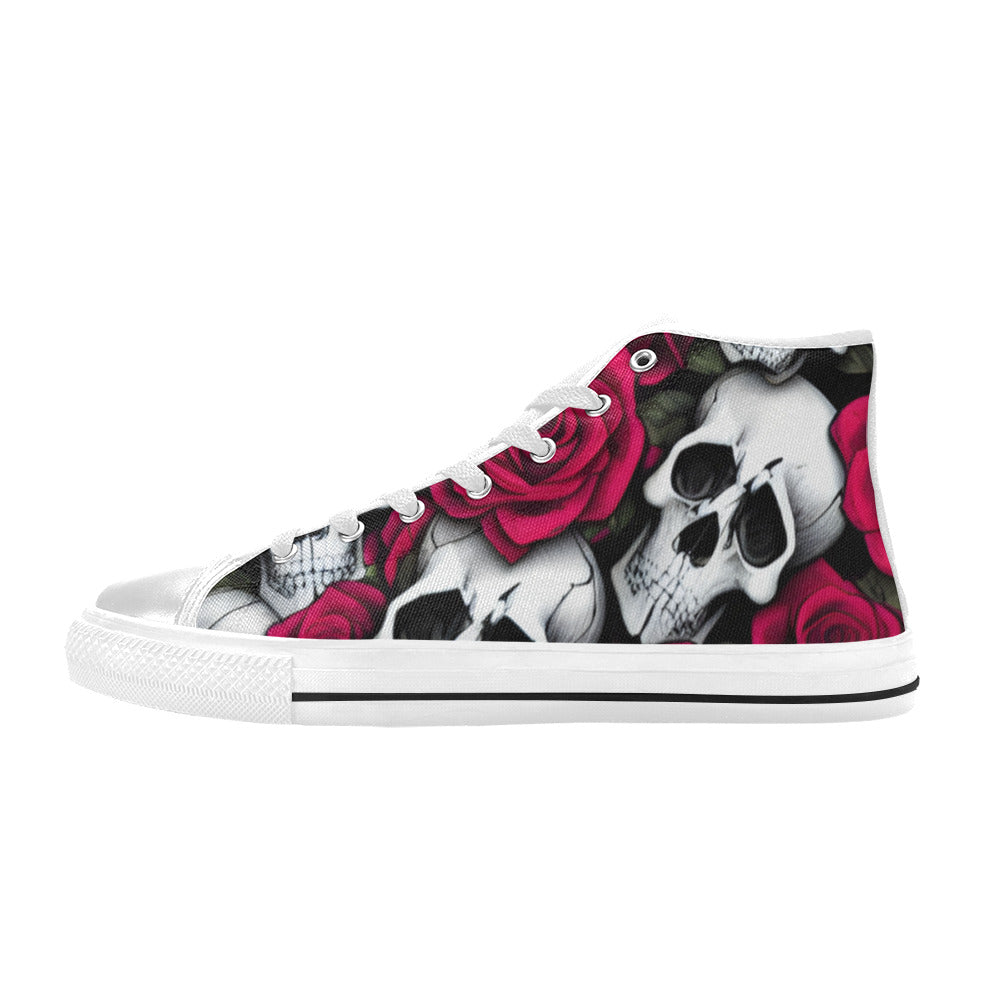 MEN'S Cc Skulls & Roses High Top Canvas Wallpaper Art Sneakers