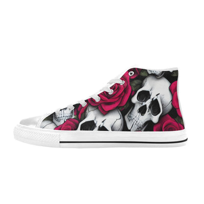 MEN'S Cc Skulls & Roses High Top Canvas Wallpaper Art Sneakers